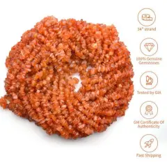 Dark Carnelian Chip Beads, 34 Inch, Natural Chip Strands, Drilled Strung Nugget Beads, 3-7mm, Polished, GemMartUSA (CHDC-70001)