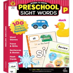 Carson Dellosa Words to Know Preschool Workbook, Toddler Book With 100 Sight Words, Phonics Games, Flash Cards, Tracing and Writing Practice, and More, Classroom or Homeschool Curriculum