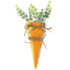 Northlight Fabric Carrot Easter Decorations - 9" - Orange and Yellow - Set of 3 Green