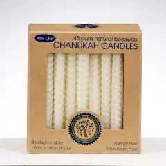 Rite Lite White Eco-Friendly Natural Beeswax Hanukkah Menorah Candles 4" Ivory
