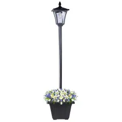 63" Outdoor Solar Lamp Post Light w/ Planter Waterproof Solar Post Street Lamp