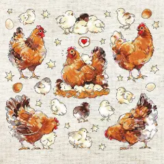 Pied Hens L8819 Counted Cross Stitch Kit