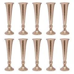 Gold 10Pcs Tall Trumpet Vase Wedding Centerpieces for Tables, Metal Flower Stand