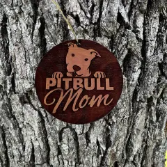 Pitbull Mom - Cedar Ornament