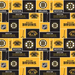 Sykel Enterprises NHL Team Cotton Fabric-Boston Bruins Box Design Cotton Quilting Fabric