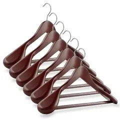 Wide Shoulder Wood Suit Hangers 6 pcs Cherry