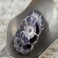 *12* 12mm Silver Washed Plum Purple Hawaiian Flower Beads