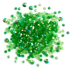 Buttons Galore Jewelz Rhinestones Craft Embellishments Assorted Colors Approx. 1600 Pieces Emerald ab