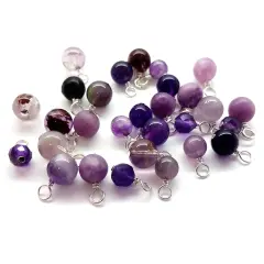 Gemstone Charm Mix, 5mm-6mm Purple Bead Dangle Assortment, 20 pcs, Adorabilities