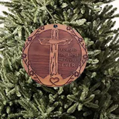 You are the best Friend EVER Cross and Heart - Cedar Ornament