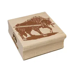 Dire Wolf with Sword Scary Square Rubber Stamp for Stamping Crafting