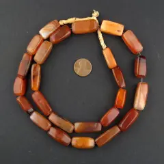 The Bead Chest African Carnelian Beads - Full Strand of Authentic Gemstone Beads from Ghana (Rectangular - Small)