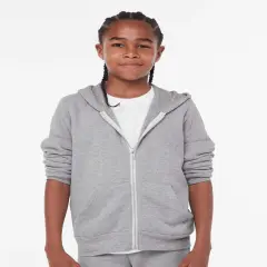 BELLA + CANVAS&reg; Youth Sponge Fleece Full-Zip Hoodie - 3739Y Athletic heather
