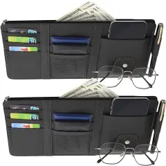Kitcheniva Car Sun Visor Pocket Organizer Storage Black 2 pcs