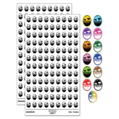 Tropical Beach with Palm Trees 200+ 0.50" Round Stickers Black