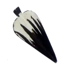 The Bead Chest Zig-Zag Arrow Batik Bone Pendant 25mm Kenya African Black and White Handmade