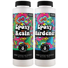 Crystal Clear Epoxy Resin 1/8 Gallon Kit 2 Part Epoxy Resin for Tumblers, Wood, Table Top, Countertop, Bar & Craft Art, Resin Molds Clear Casting Resin & Hardener Bulk Two Part Resin Epoxy 16 oz