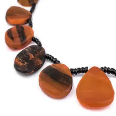 The Bead Chest Saffron Color Moroccan Horn Medallion Beads 35mm Morocco African Orange Flat Large Hole 24 Inch Strand Handmade