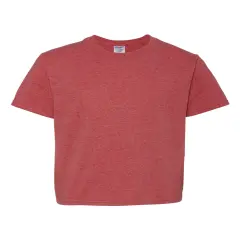 JERZEES&reg; Dri Power Youth 50/50 Poly Cotton Crewneck Short Sleeve T-Shirt Vintage heather red