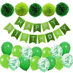 Hot Happy Birthday Decoration Multiple Color Banner Balloons Set Party Supplies Paper green