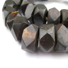 The Bead Chest Dark Brown Bone Beads - Full Strand of Fair Trade African Beads (Faceted, Dark Brown)