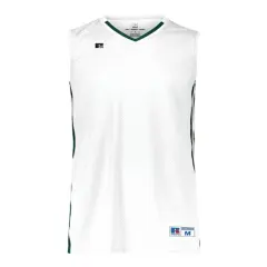 Russell Athletic&reg; Legacy V-Neck Basketball Jersey White/ dark green