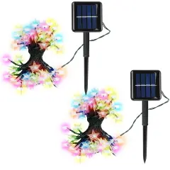 2Pcs Solar Powered String Lights 39.3FT 100LED Beads Fairy Star Lights Multicolor