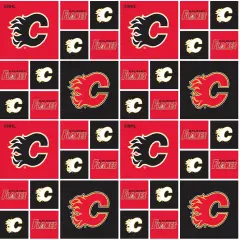 Sykel Enterprises NHL Team Cotton Fabric-Calgary Flames Geometric Cotton Quilting Fabric