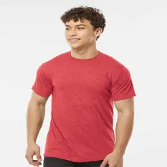 Tultex&reg; Poly-Rich Crew Neck Short Sleeve T-Shirt Heather red