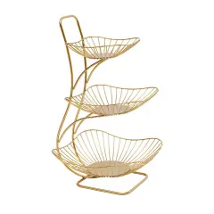 Gold-3 Tier Countertop Fruit Basket for Kitchen Vegetable Fruits Basket Bowl Stand