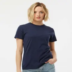 Tultex&reg; Women's Fine Jersey Classic Fit Crewneck Short Sleeve T-Shirt Navy