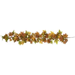 Northlight Maple Leaves and Berries Artificial Fall Harvest Garland - 5' x 8" - Unlit Brown