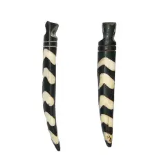 The Bead Chest Batik Bone Tooth Pendant - Delta Design (Set of 2)