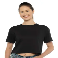 Next Level&reg; Women's Short Sleeve Crewneck Ideal Crop Top - 1580 Black