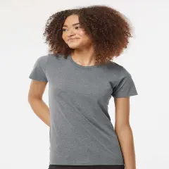 Tultex&reg; Women's Premium Cotton Blend Crew Neck Short Sleeve T-Shirt Athletic heather