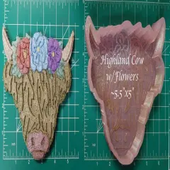 Highland Cow With Flowers Silicone Freshie Mold - large