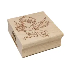 Musical Cherub Playing Lyre Baby Angel Square Rubber Stamp for Stamping Crafting