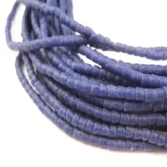 The Bead Chest Ghana Sandcast Beads - Full Strand of African Powder Glass Beads (3mm, Cobalt Blue) - Single 26" Strand
