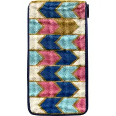 Stitch & Zip Eyeglass Case Needlepoint Kit- Geometric Arrows Multicolor