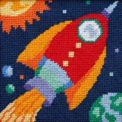 Rocket Ship - Needlepoint Kit Multicolor