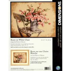 Dimensions Counted Cross Stitch Kit 14"X11"-Roses On White Chair