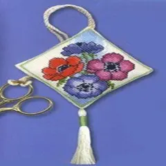 Textile Heritage Scissor Keep Cross Stitch Kit - Anemones Multicolor