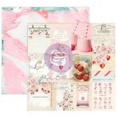 Strawberry Milkshake Collection 12x12 Sheet - All The Strawberries - 12x12 in, w foil details (10 SHEETS)