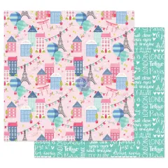 Prima Marketing Inc Jn Traveling Girl 12x12 Sheet - Somewhere In Europe - 1 Sheet - With Foil Details / Paper 655350912 (10 SHEETS)840