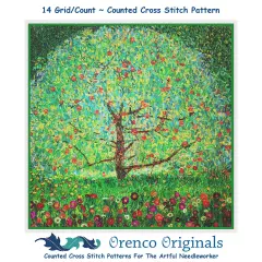 Gustav Klimt Apple Tree Counted Cross Stitch Pattern
