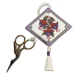 Textile Heritage Scissor Keep Cross Stitch Kit - Fuchsias Multicolor