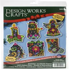 Design Works Plastic Canvas Ornament Kit 3.5"X4" 6/Pkg-Christmas Fantasy