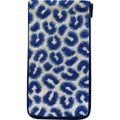 Stitch & Zip Eyeglass Case Needlepoint Kit- Navy Leopard Multicolor