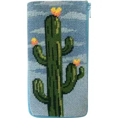 Stitch & Zip Eyeglass Case Needlepoint Kit- Flowering Cacti Multicolor