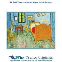Impressionist Van Gogh's The Bedroom Counted Cross Stitch Chart Pattern